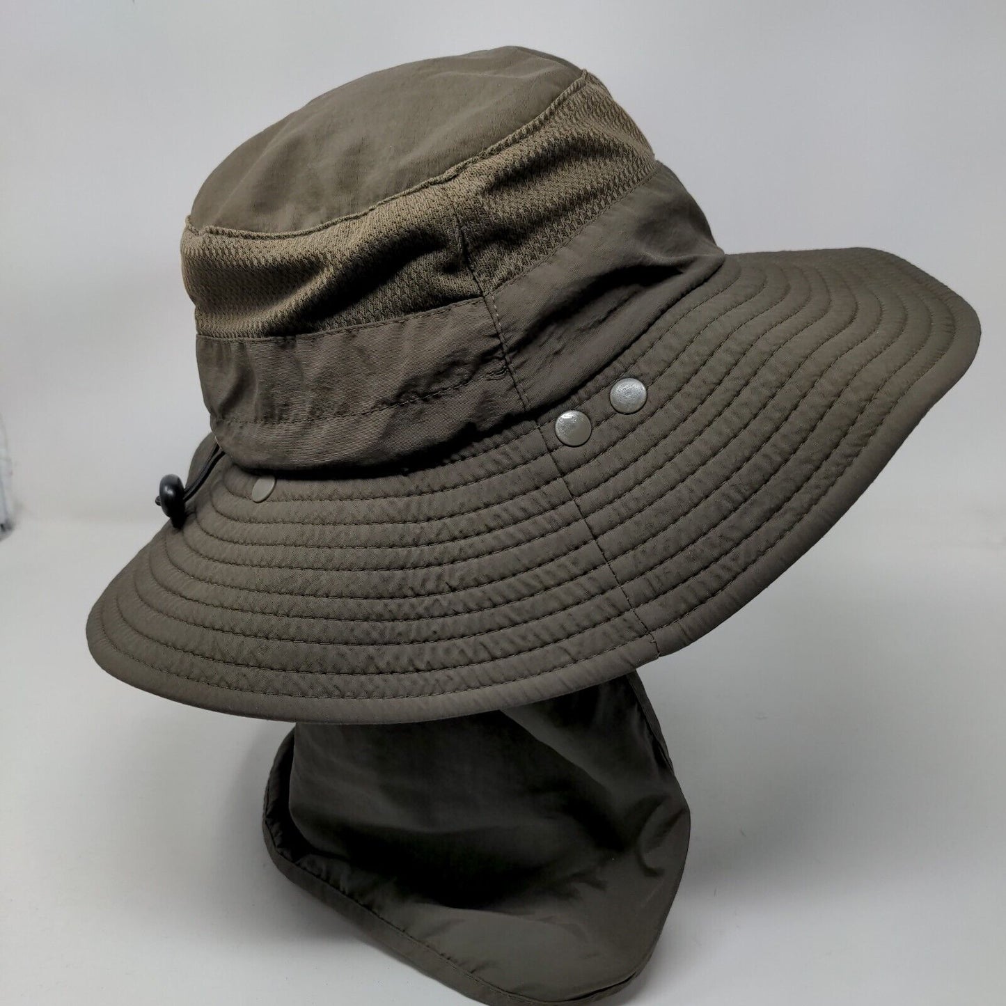 Sport Sun Hat Bucket Hat Green One Size Embroidered Ear Flaps Wide Brim Nylon