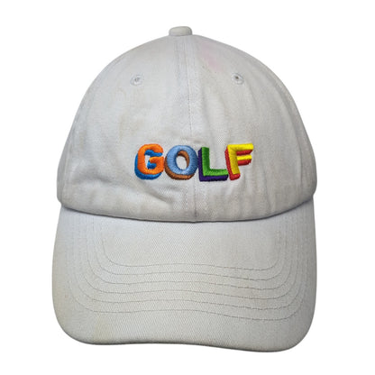 Golf Slideback Baseball Cap White One Size Adjustable Embroidered 6 Panel