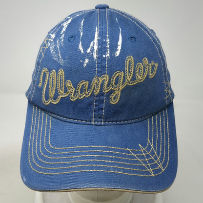 Wrangler Baseball Cap Blue One Size Hat Since 1947 Distressed Splatter Graphic
