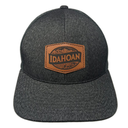 Pacific Headwear Black One Size Trucker Hat Snapback Idahoan Leather Patch