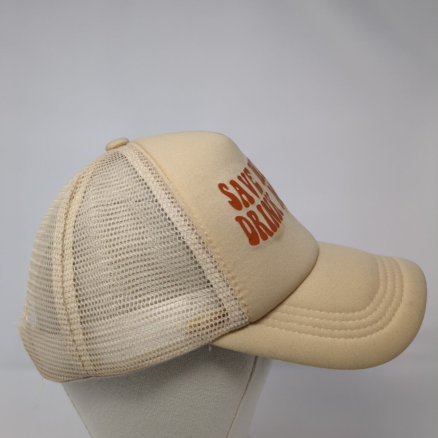 Save Water Drink Margs Snapback Trucker Hat Tan One Size Mesh Back