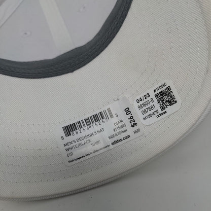 Adidas Decision Strapback Hat White OSFM Solid Aeroready 3 Stripes