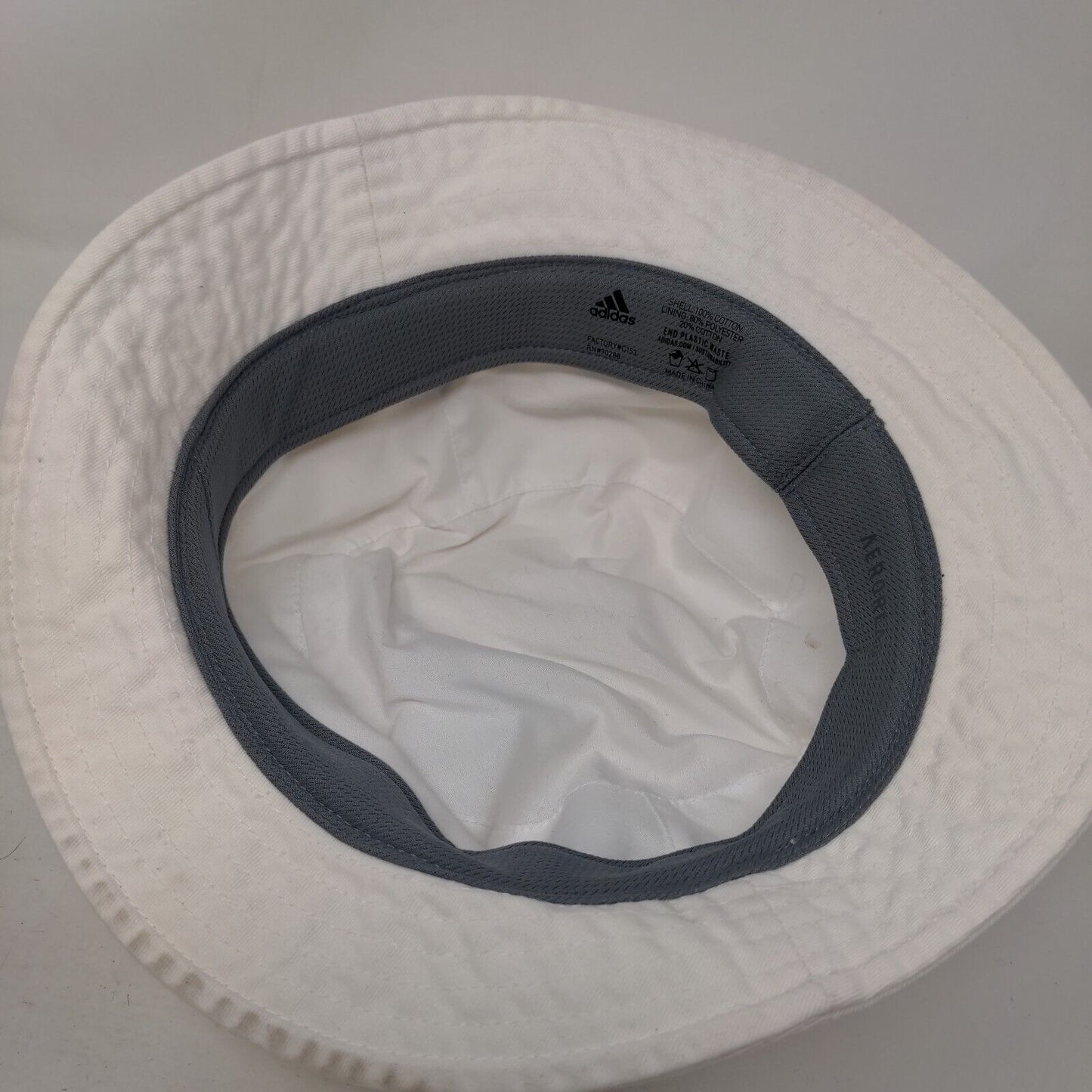 Adidas Bucket Hat Cream One Size Embroidered Logo Climalite Lightweight Cotton