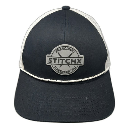 Pacific Headwear Trucker Hat Black One Size Mesh Rope Snapback Stitchx Patch