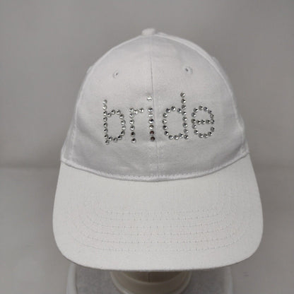 Rhinestone Bride Strapback Hat White OSFM Adjustable Vented Holes 6 Panel UMG
