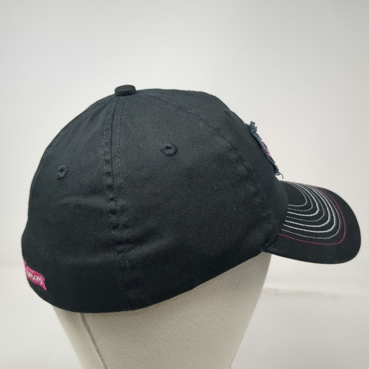 Baseball Cap Black One Size Stampede for the Cure Pink Ribbon Distressed Hat