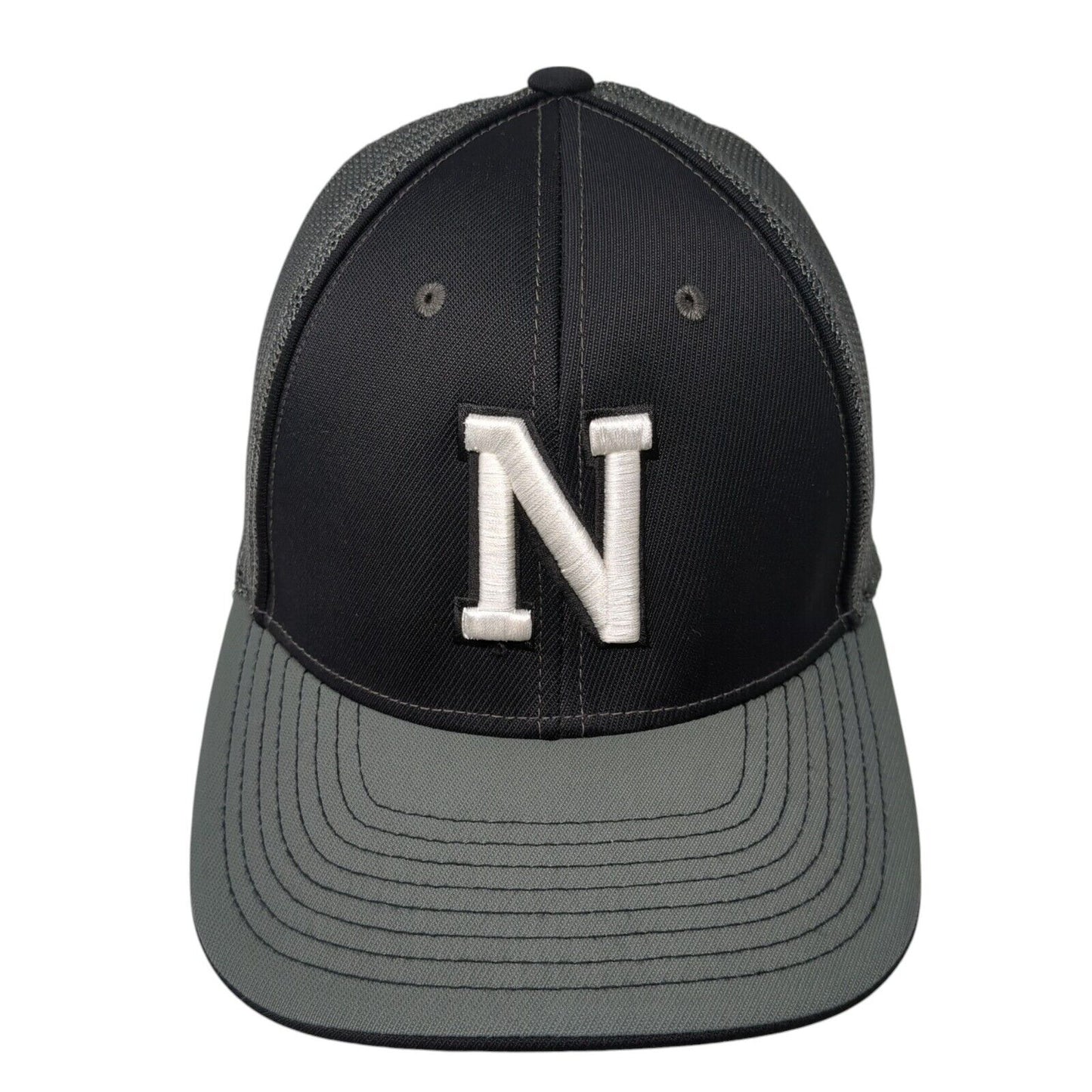 Letter N Fitted Mesh Back Trucker Hat Gray 7 3/8-8 Embroidered 6 Panel
