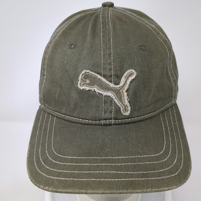 Puma Baseball Cap Green One Size Leaping Cat Contrast Stitching Slideback Hat