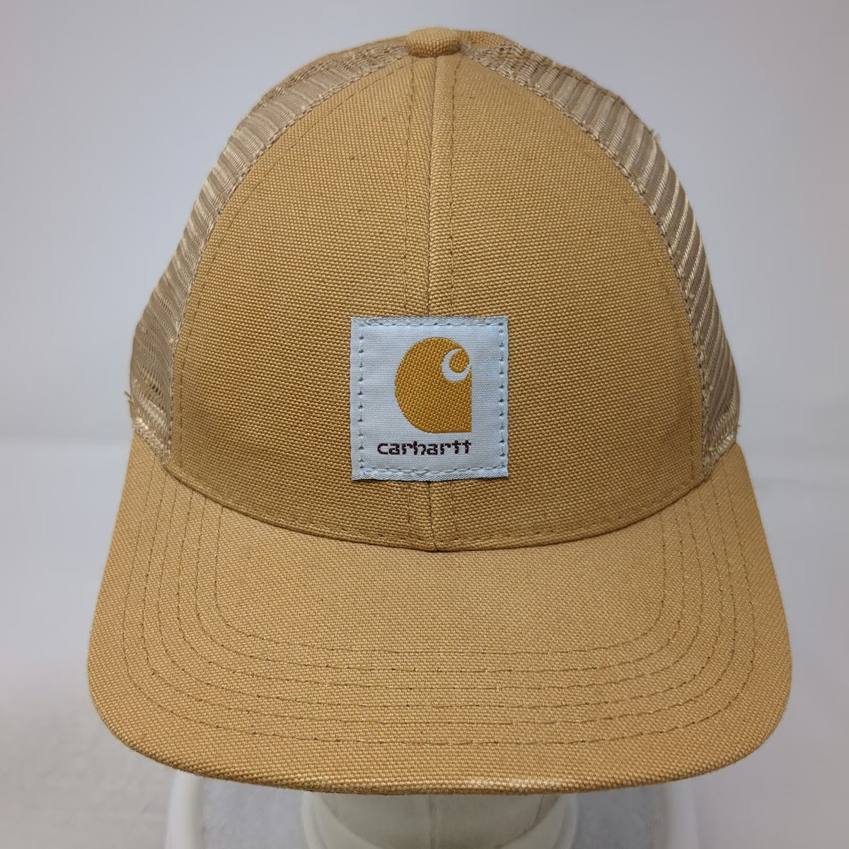 Carhartt Snapback Hat Brown Mesh Back Patch Made in USA Trucker Cap Vintage