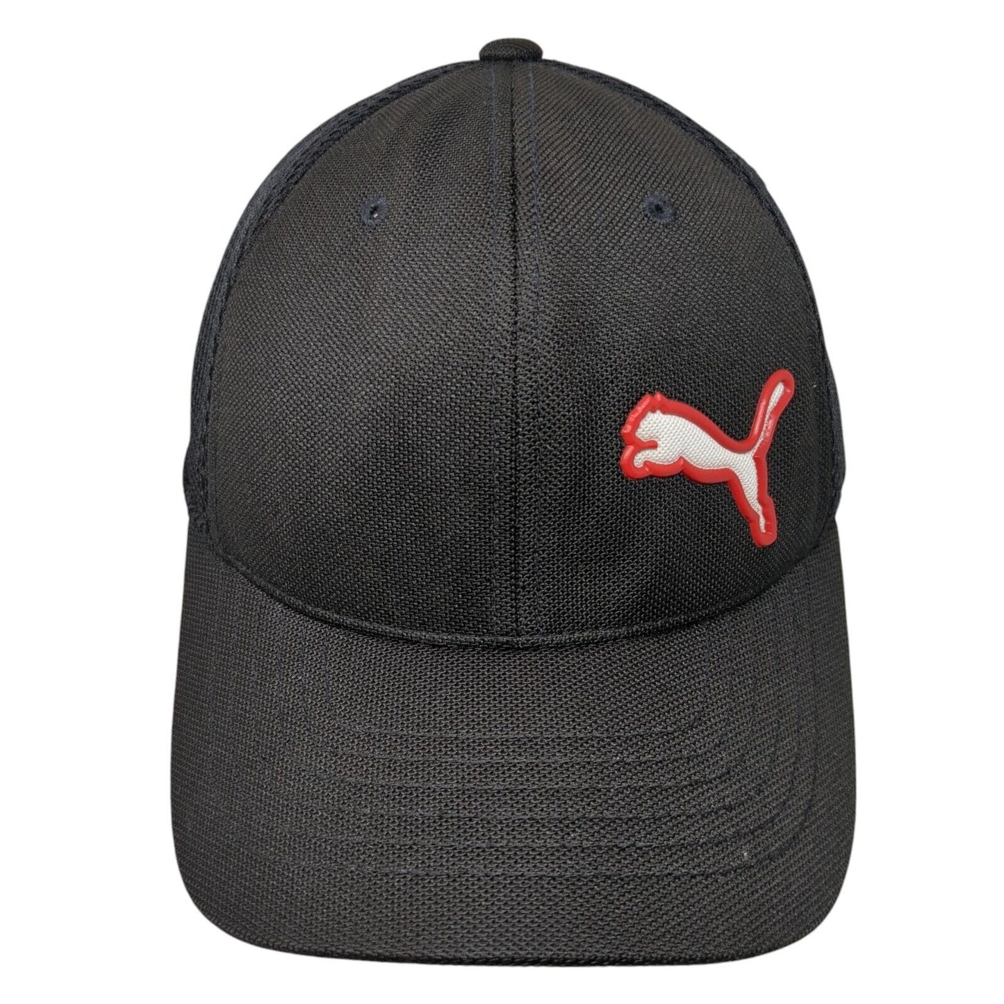 PUMA Strapback Mesh Back Hat Black One Size Solid Adjustable 6 Panel