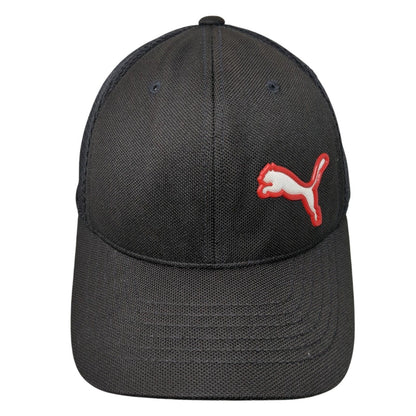 PUMA Strapback Mesh Back Hat Black One Size Solid Adjustable 6 Panel