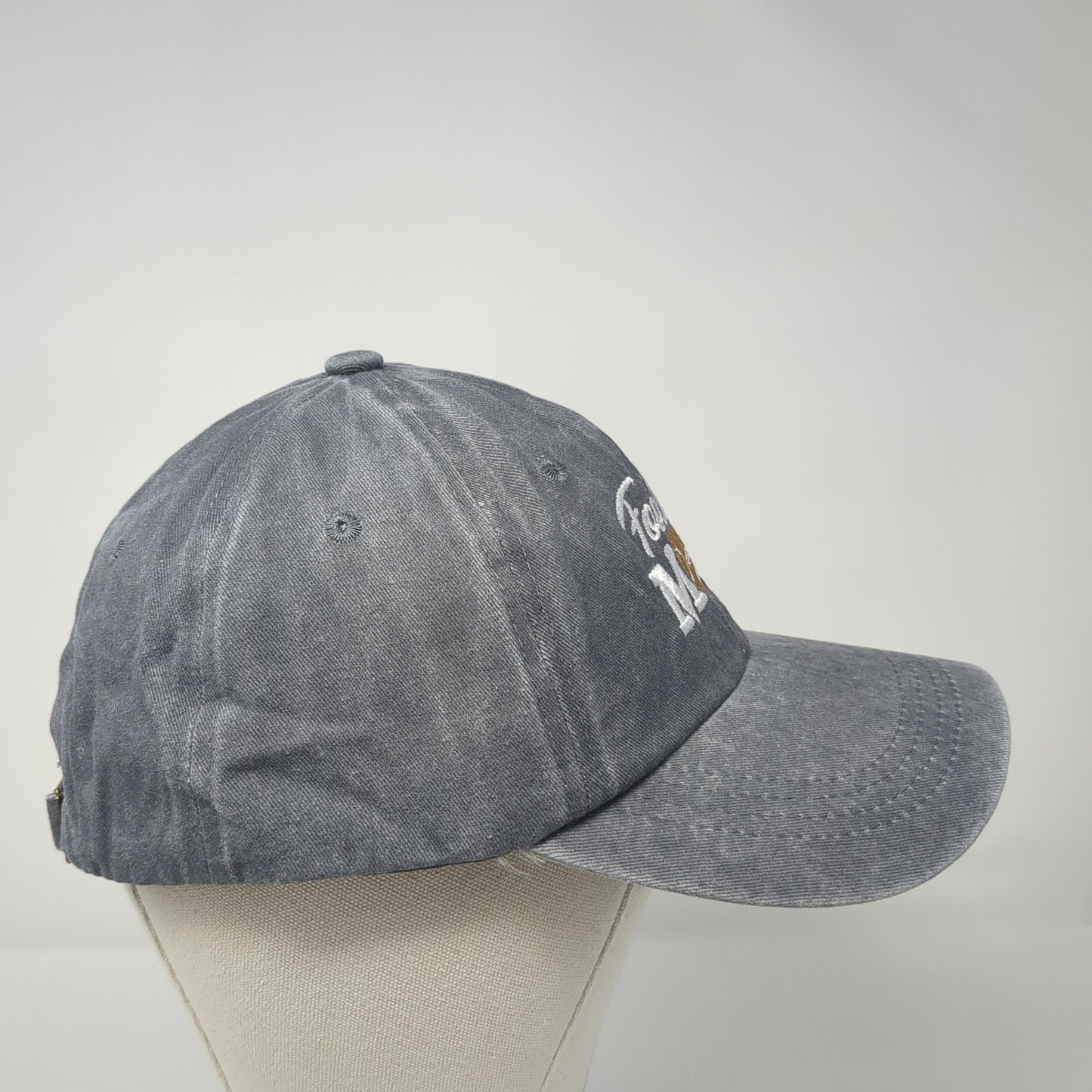 Football Mom Slideback Baseball Cap Gray One Size Adjustable Embroidered