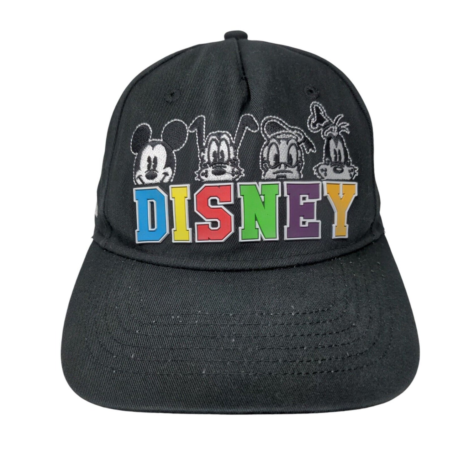Disney Mickey And Friends Strapback Hat Black One Size Embroidered