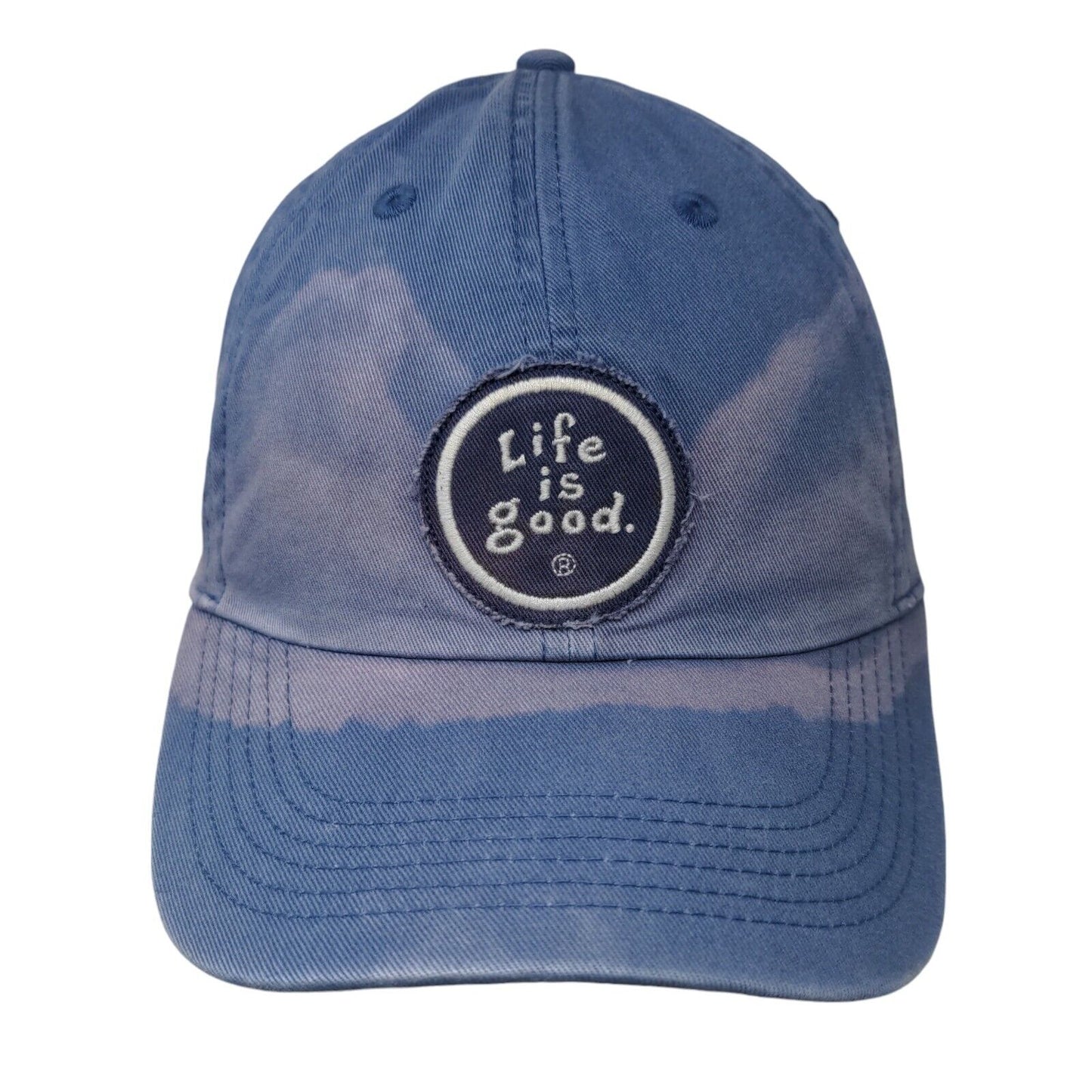 Life is Good Slideback Hat Blue One Size Adjustable Embroidered Patch Cotton