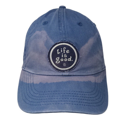 Life is Good Slideback Hat Blue One Size Adjustable Embroidered Patch Cotton