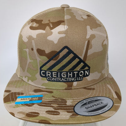 Yupoong Trucker Hat Brown One Size MultiCam Arid Camo American Flag Mesh