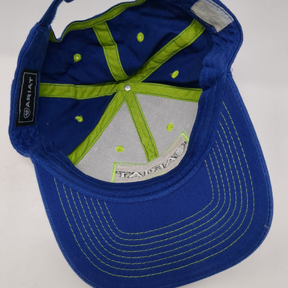 Ariat Strapback Hat Blue One Size Adjustable Embroidered Vented Holes 6 Panel