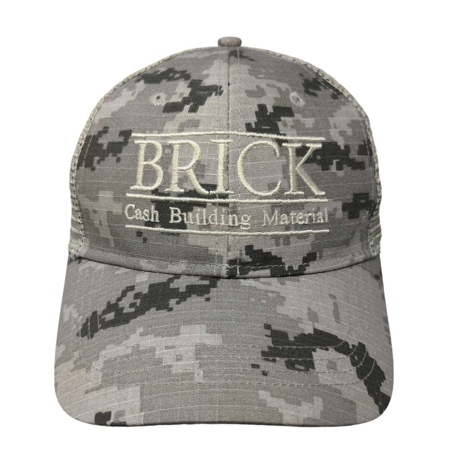 Brick Cash Building Material Snapback Mesh Back Trucker Hat Gray Camo OSFA