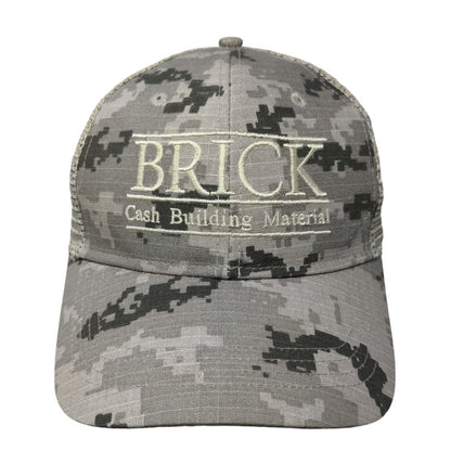 Brick Cash Building Material Snapback Mesh Back Trucker Hat Gray Camo OSFA