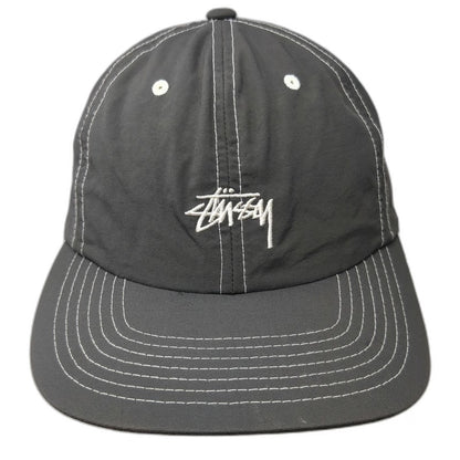 Stüssy Snapback Gray One Size Nylon White Contrast Stitching Logo 6-Panel Hat