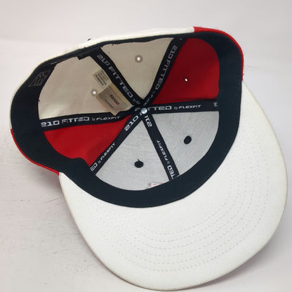 Fox Baseball Cap Black Red White 7 5/8 Flat Brim Embroidered 210 Fitted Hat