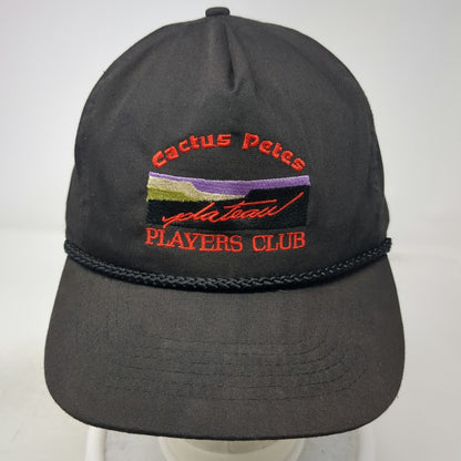 Otto 5 Panel Black One Size Hat Cactus Petes Players Club Plateau Rope Detail
