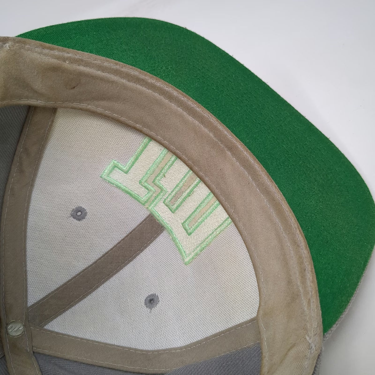 TobyMac Snapback Hat Gray One Size TM Logo I Just Need U Green Underbrim Yupoong