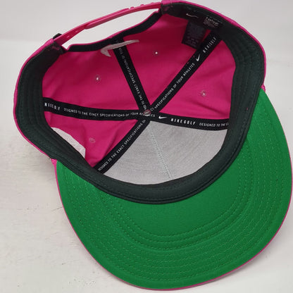 Nike 5 Panel Pink One Size Snapback Hat Golf Swoosh Patch Rope Green Underbill