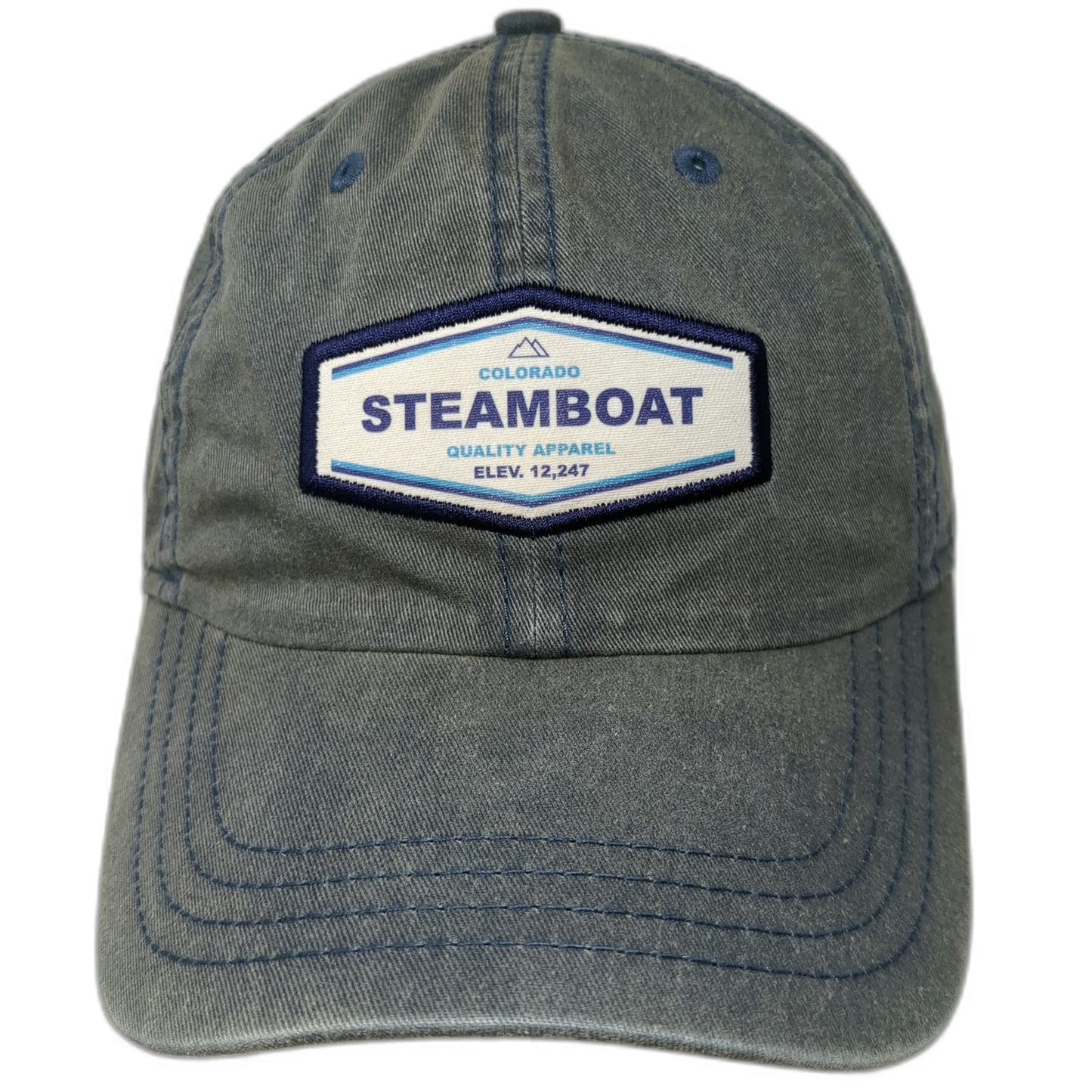 American Dry Goods Baseball Cap Blue One Size Steamboat Colorado Mountain Hat