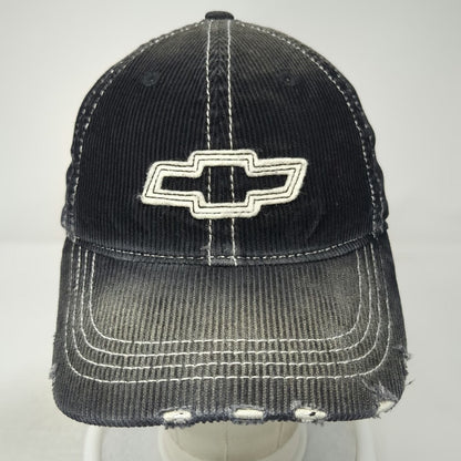 H3 Sportgear Baseball Cap Black One Size Corduroy Distressed Chevrolet Logo Hat