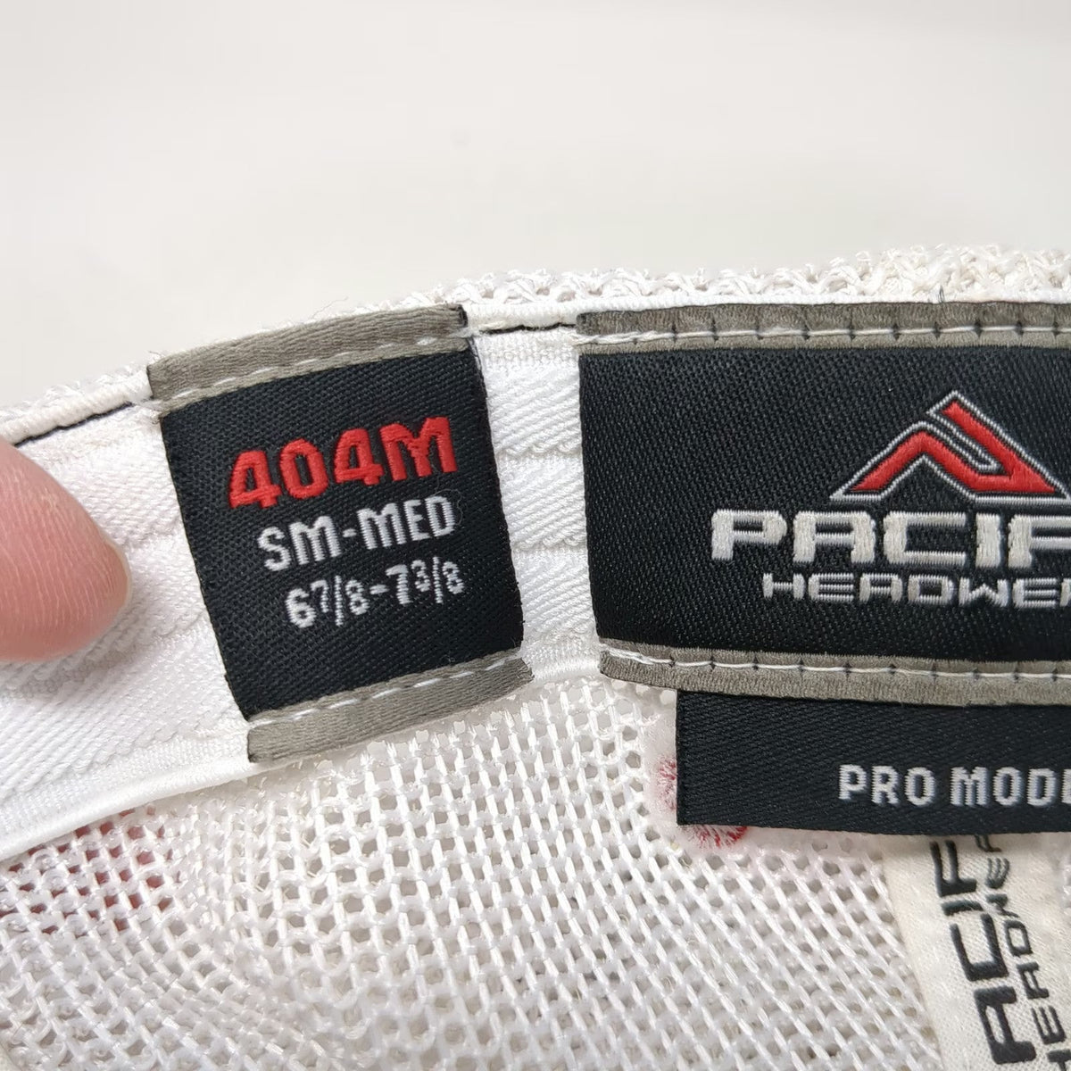 Pacific Headwear Baseball Cap Black Red White 7 3/8 Mesh Flexfit Skull Logo Hat