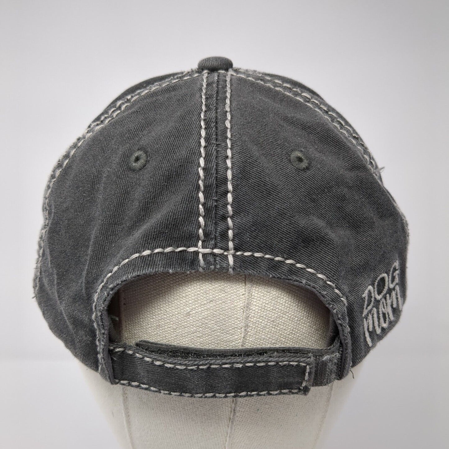 Dog Mom Strapback Hat Gray OS Adjustable Embroidered Distressed KB ETHOS Vintage
