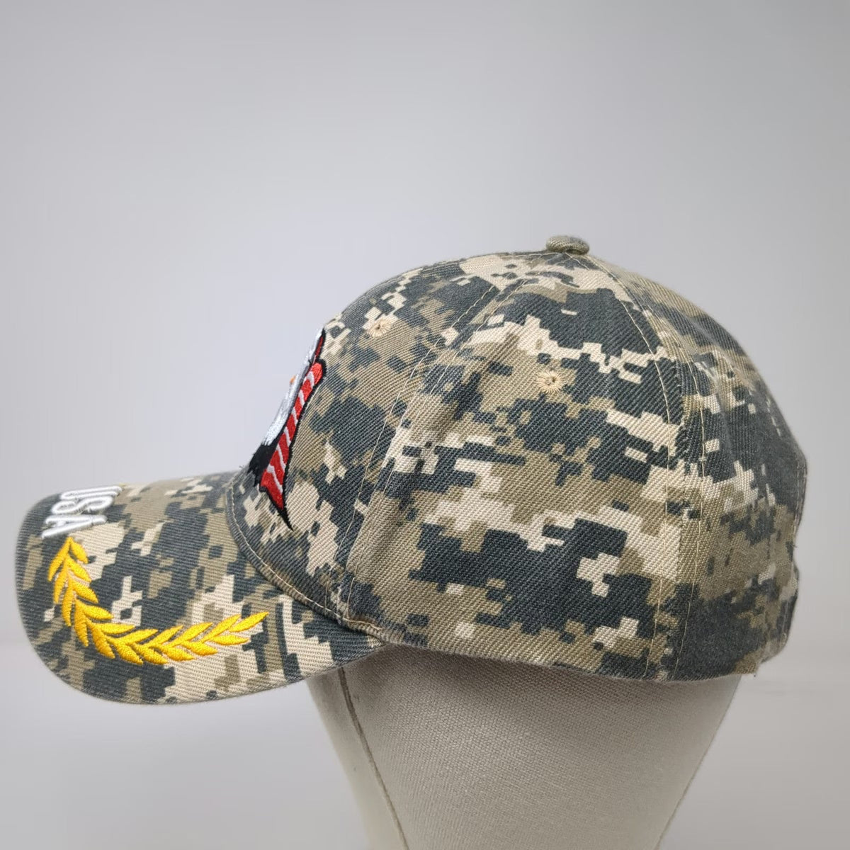 Baseball Cap Beige Gray OS Digital Camo USA Eagle Laurel Wreaths Patriot Hat