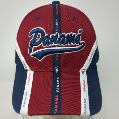 Mega Sport Panama Baseball Cap Red Blue White One Size Ribbon Tape Strapback Hat