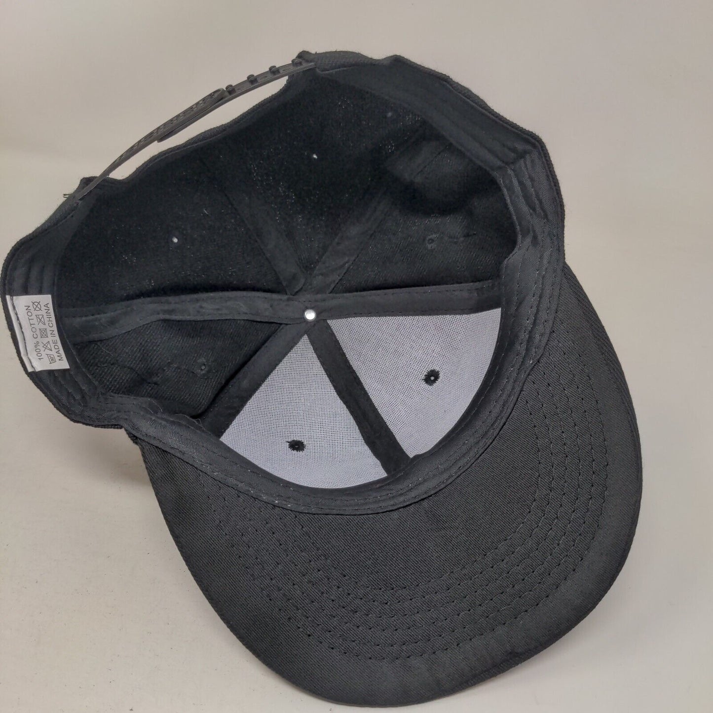 Unbranded Snapback Hat Black One Size Adjustable Devil Horn Vented Holes Blank