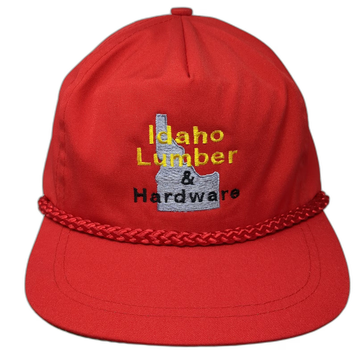 Sportcap 5 Panel Red Hat One Size Rope Leather Strap Idaho Lumber Hardware Logo