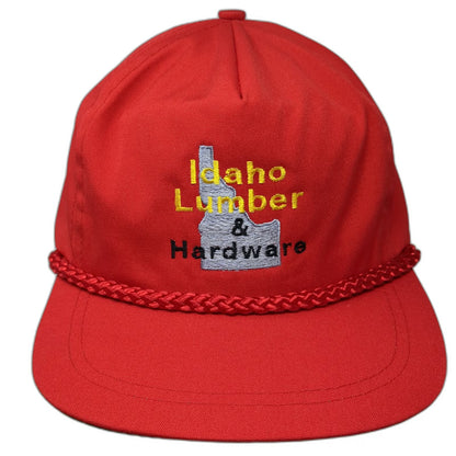 Sportcap 5 Panel Red Hat One Size Rope Leather Strap Idaho Lumber Hardware Logo