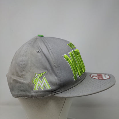 New Era Men's Snapback Hat Gray OSFM Miami Marlins MLB Embroidered Logo