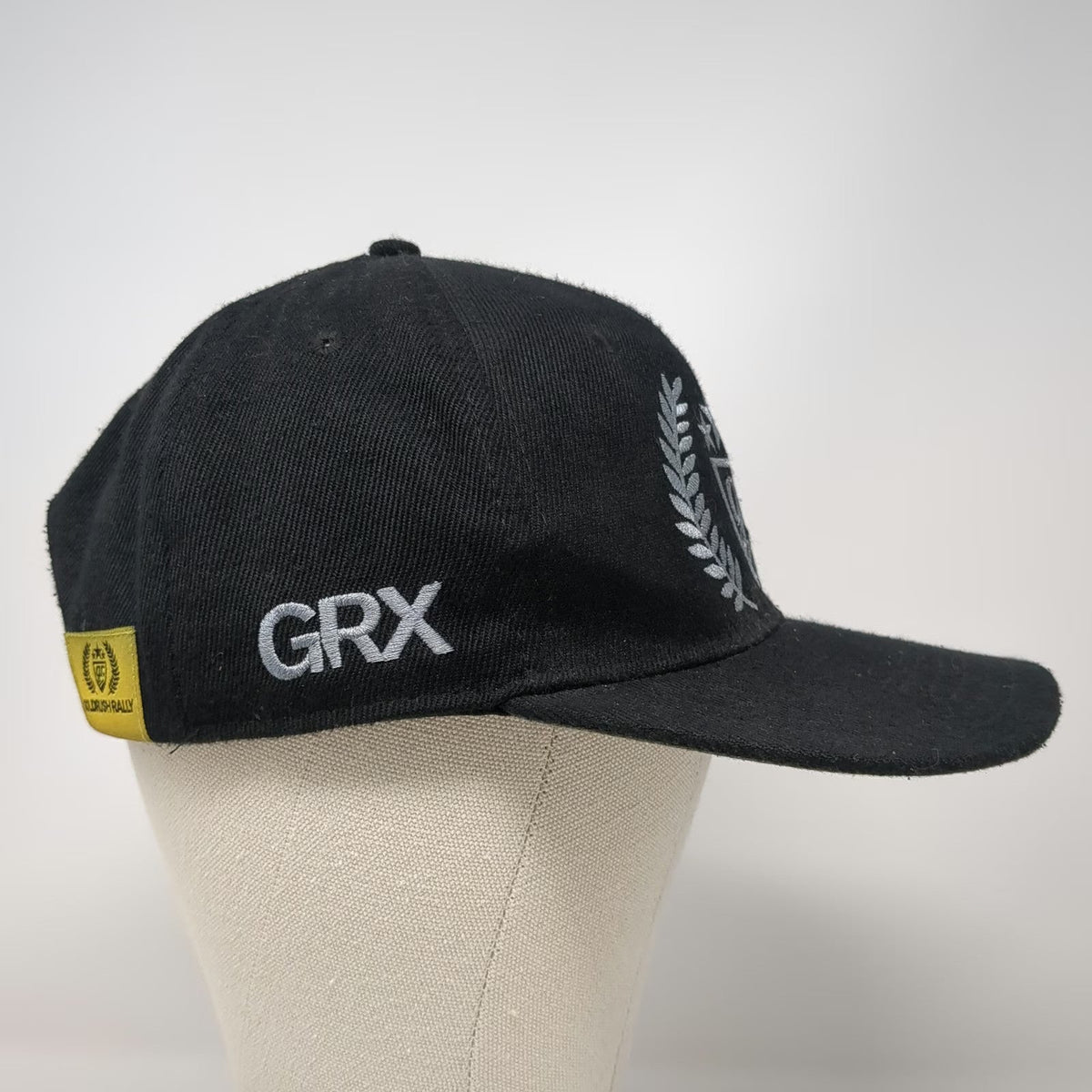 GRX Snapback Black One Size GoldRush Rally Embroidered Shield Laurel Wreath Hat