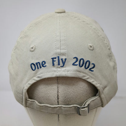 Budweiser Beer Logo Baseball Cap Beige Fly 2002 Fishing Lure Brim Hat Vintage