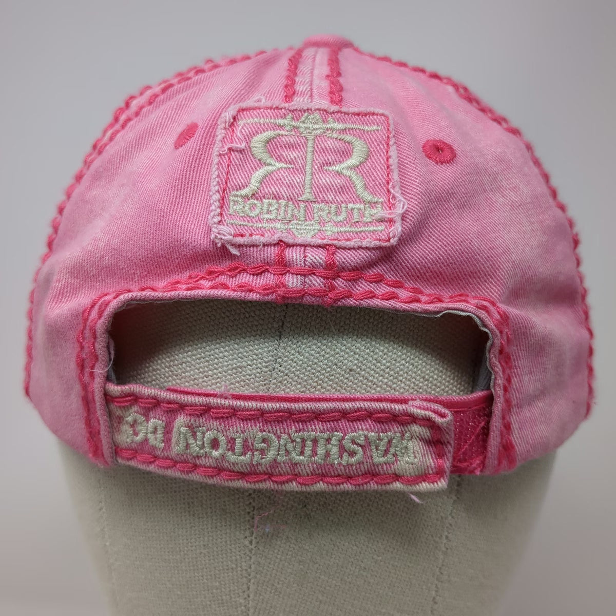 Robin Ruth Baseball Cap Pink One Size Washington DC Floral Distressed Hat