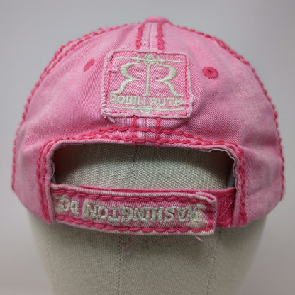 Robin Ruth Baseball Cap Pink One Size Washington DC Floral Distressed Hat