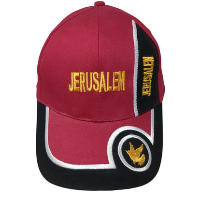 Jerusalem Strapback Hat Red One Size Adjustable 6 Panel Embroidered Patriotic