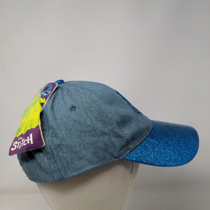 Disney Stitch Strapback Hat Blue OSFM Adjustable Sparkle Glitter W/Tags