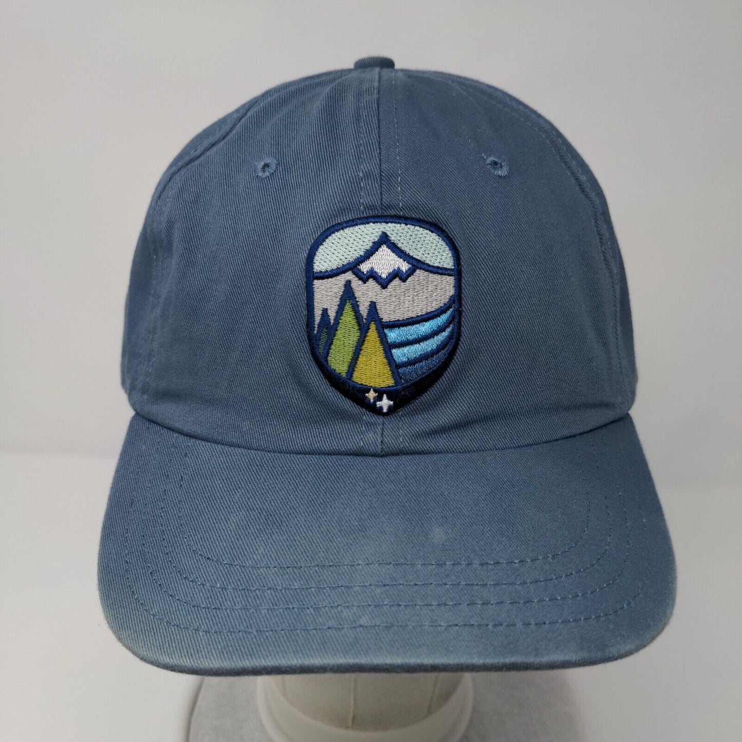Mountain Slideback Hat Blue One Size Adjustable Embroidered 6 Panel Unionwear