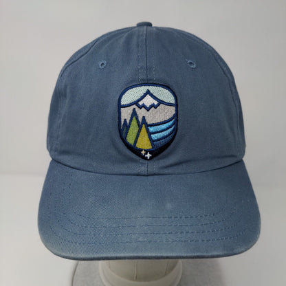 Mountain Slideback Hat Blue One Size Adjustable Embroidered 6 Panel Unionwear