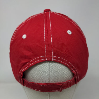 Unbranded Strapback Hat Red OSFM Adjustable Vented Holes 6 Panel Blank