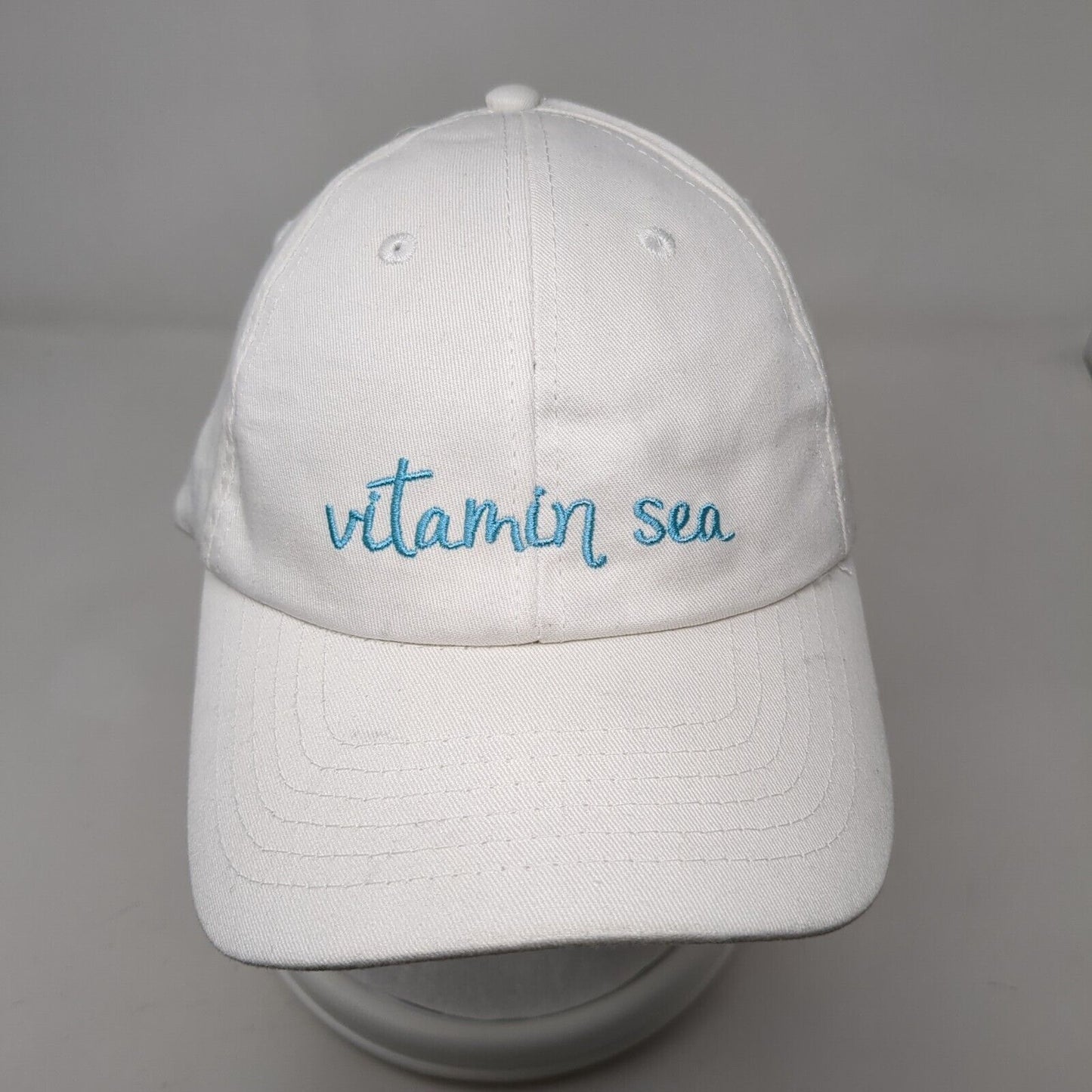 Vitamin Sea Strapback Hat White One Size Solid Adjustable Embroidered