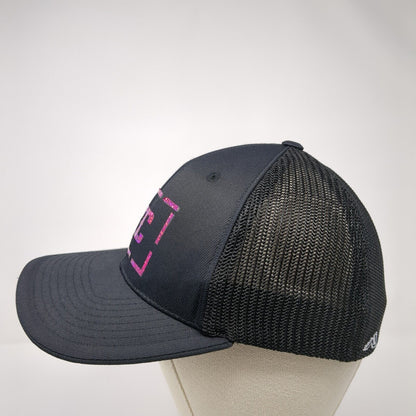 KC Fitted Trucker Hat Black 6 7/8-7 3/8 Pacflex Mesh Back Pacific Headwear