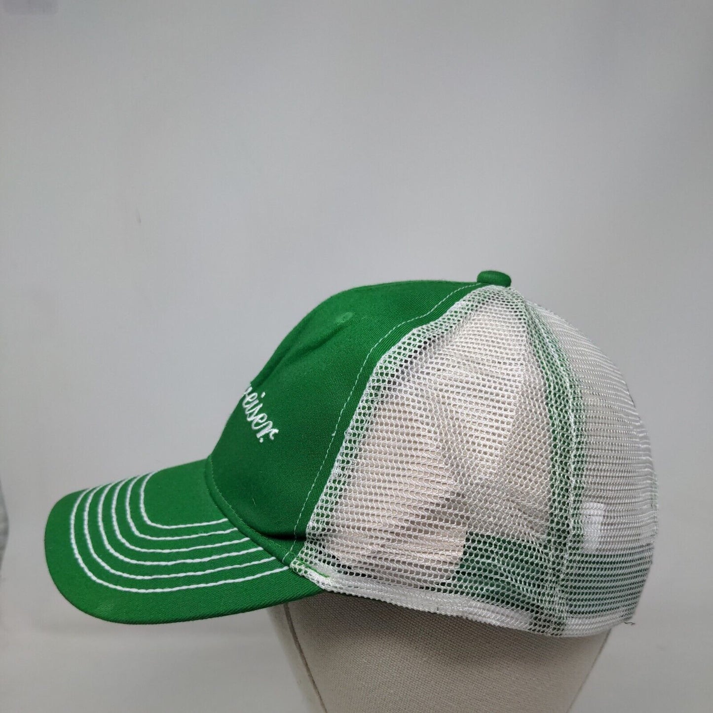 Budweiser Strapback Trucker Hat Green OSFM Embroidered Mesh Back Clover